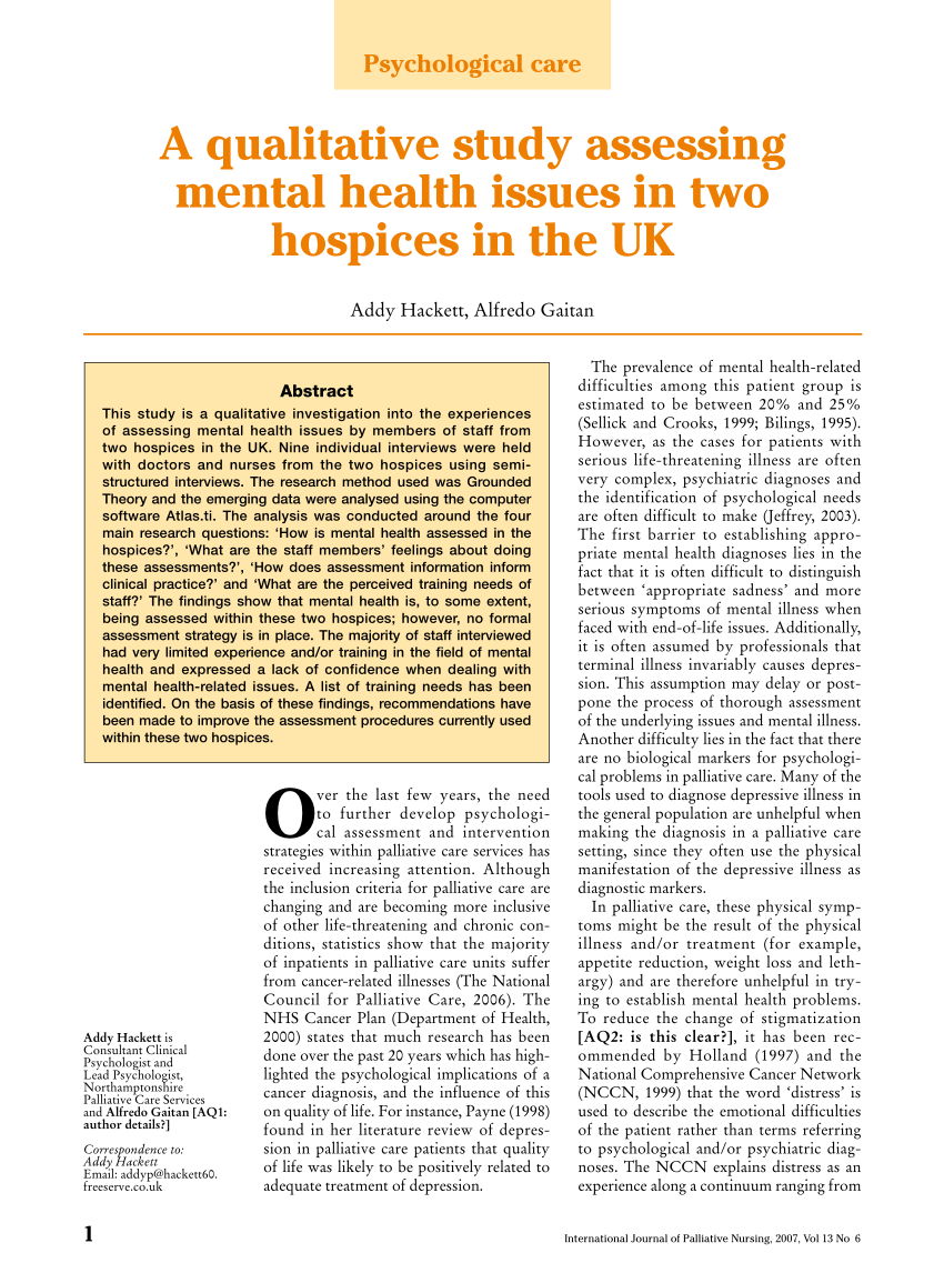 qualitative research title mental health