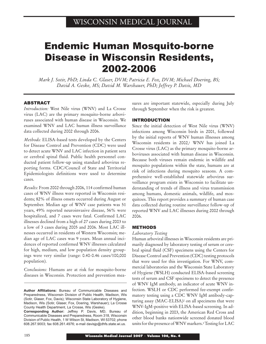 mosquito borne disease research paper