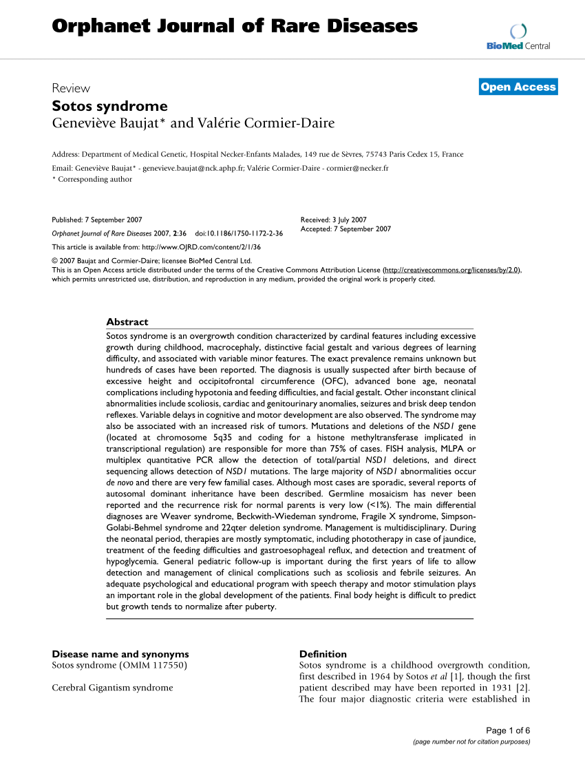 Pdf Sotos Syndrome