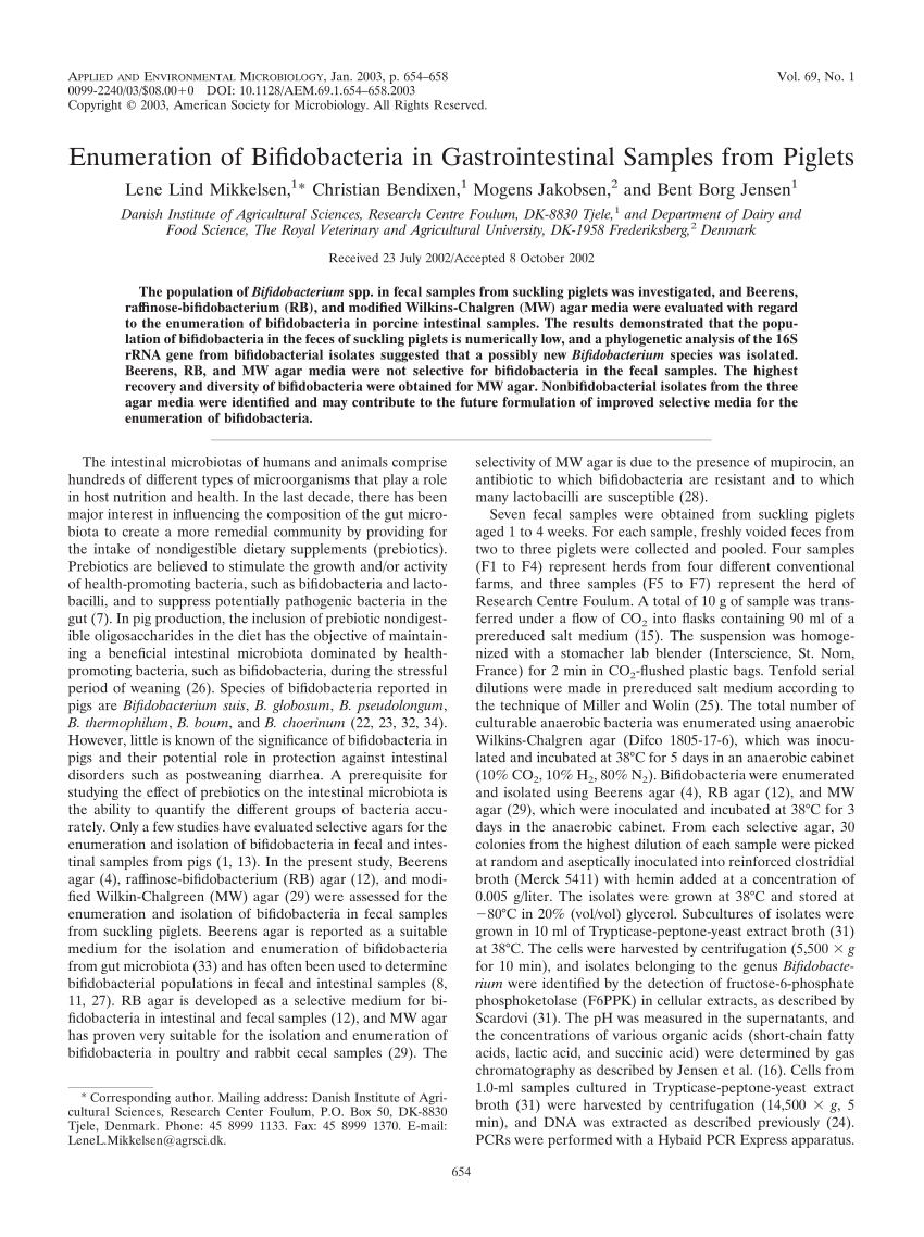 PDF) Enumeration of Bifidobacteria in Gastrointestinal Samples ...