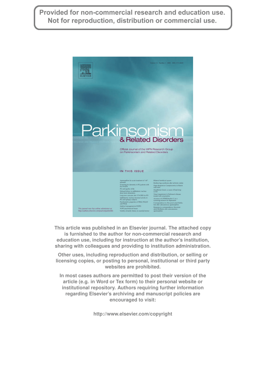 (PDF) Young onset Parkinson's disease. Practical management of medical