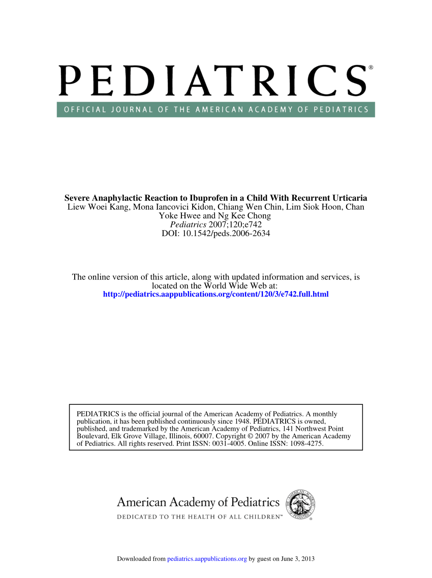 Pdf Severe Anaphylactic Reaction To Ibuprofen In A Child With Recurrent Urticaria