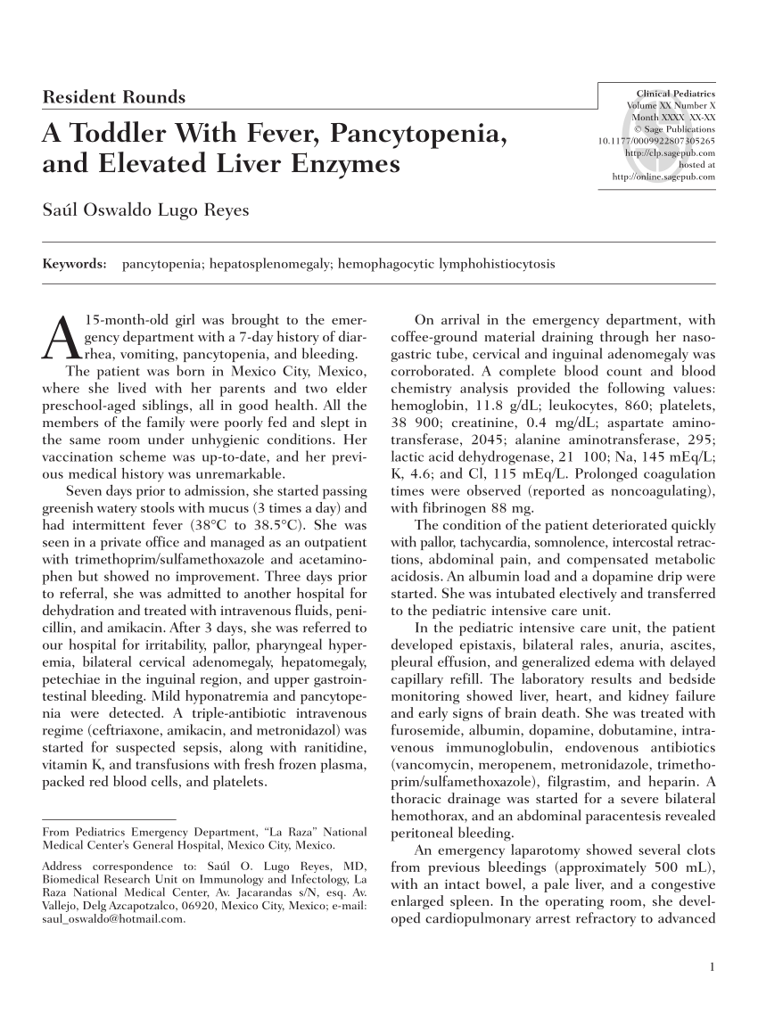 (PDF) A Toddler With Fever, Pancytopenia, and Elevated Liver Enzymes