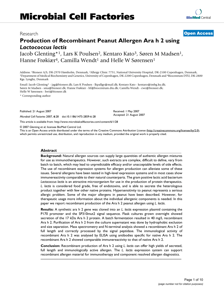 PDF) Peanut Allergen Ara h 2 using