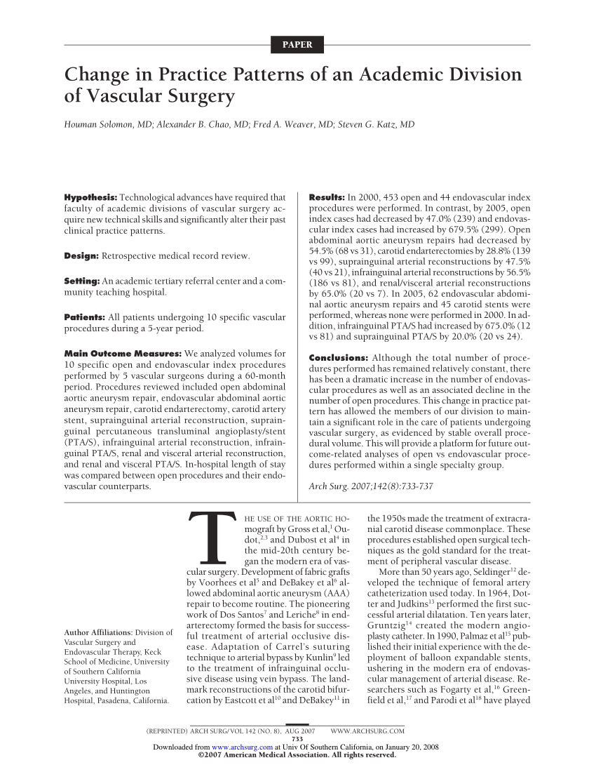 Advances in vascular surgery