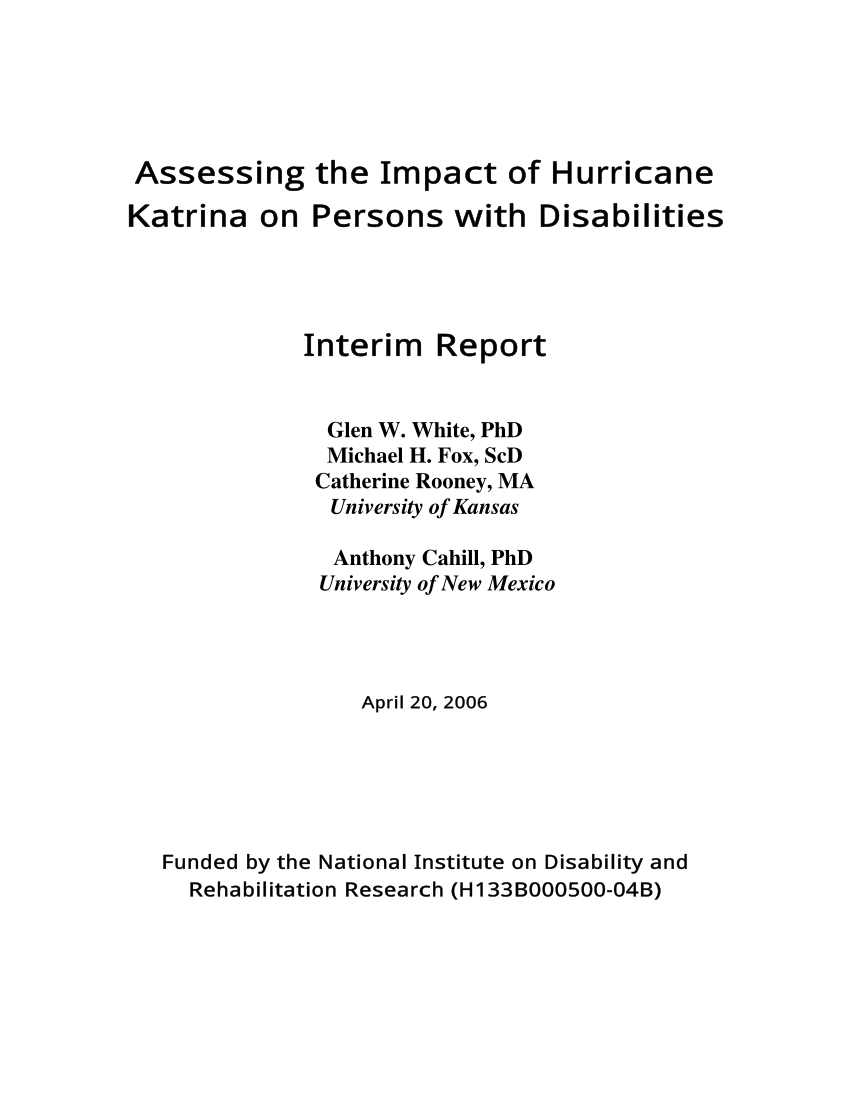hurricane katrina research paper thesis