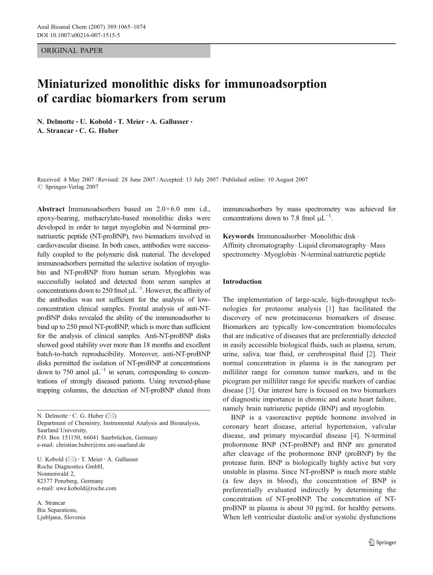 PDF) Miniaturized monolithic disks for immunoadsorption of cardiac ...