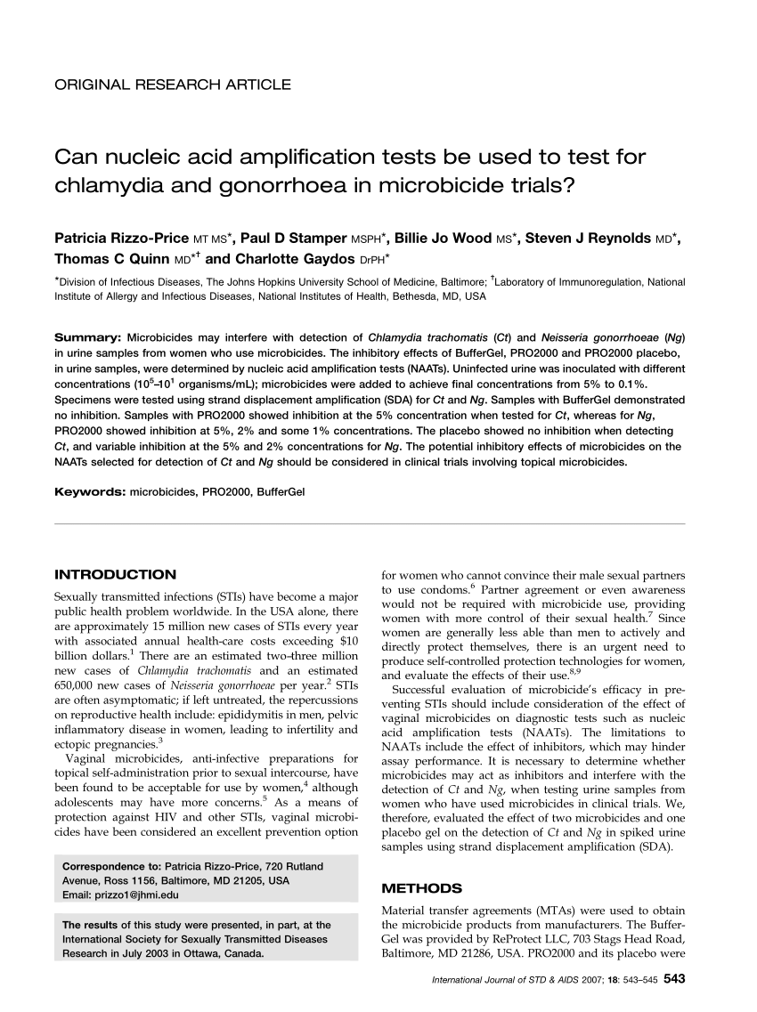 Pdf Can Nucleic Acid Amplification Tests Be Used To Test For Chlamydia And Gonorrhoea In 5755