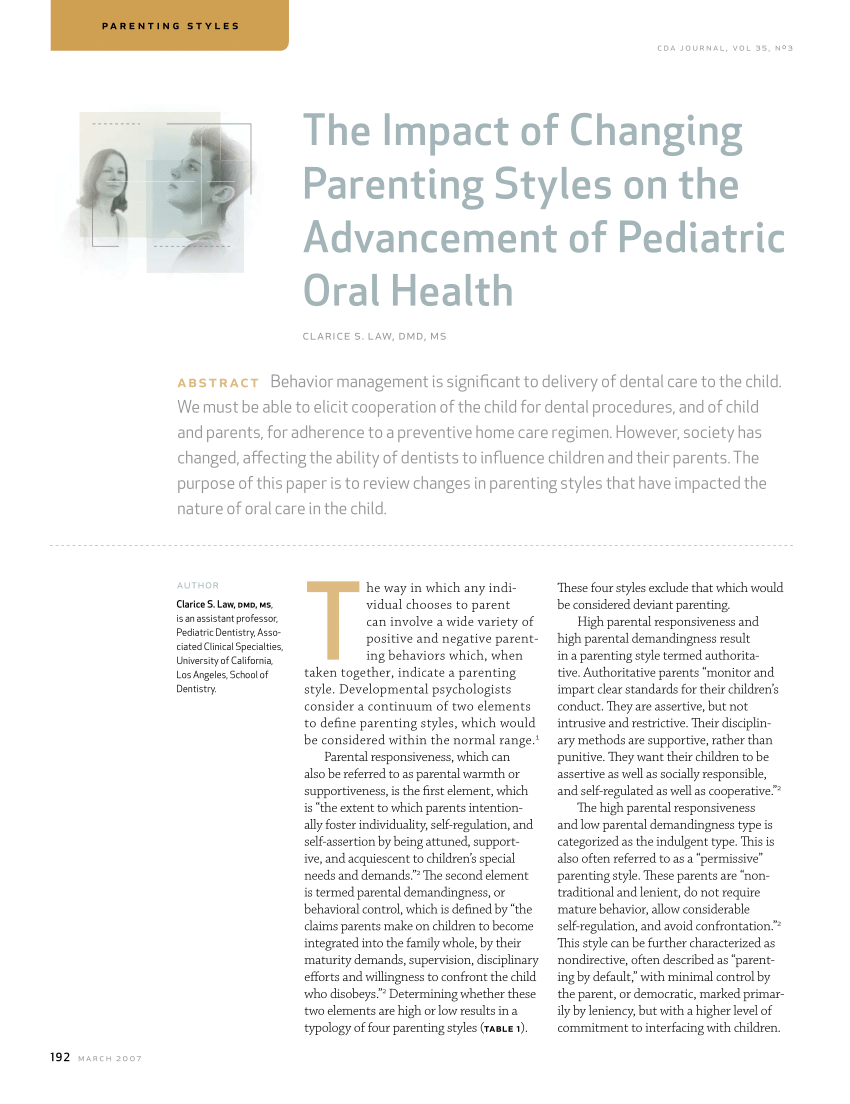 Pdf The Impact Of Changing Parenting Styles On The Advancement Of Pediatric Oral Health