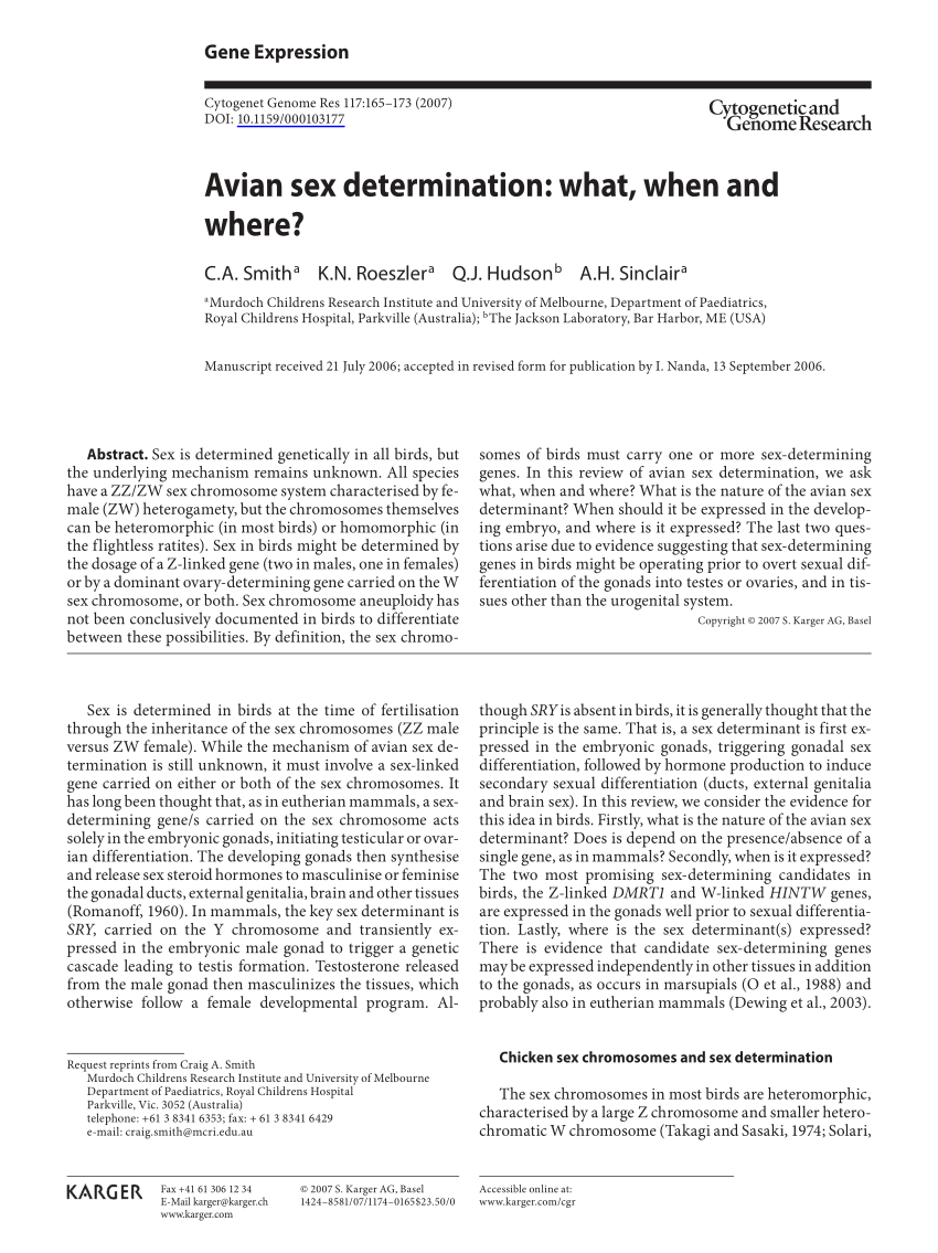 Pdf Avian Sex Determination What When And Where 5338