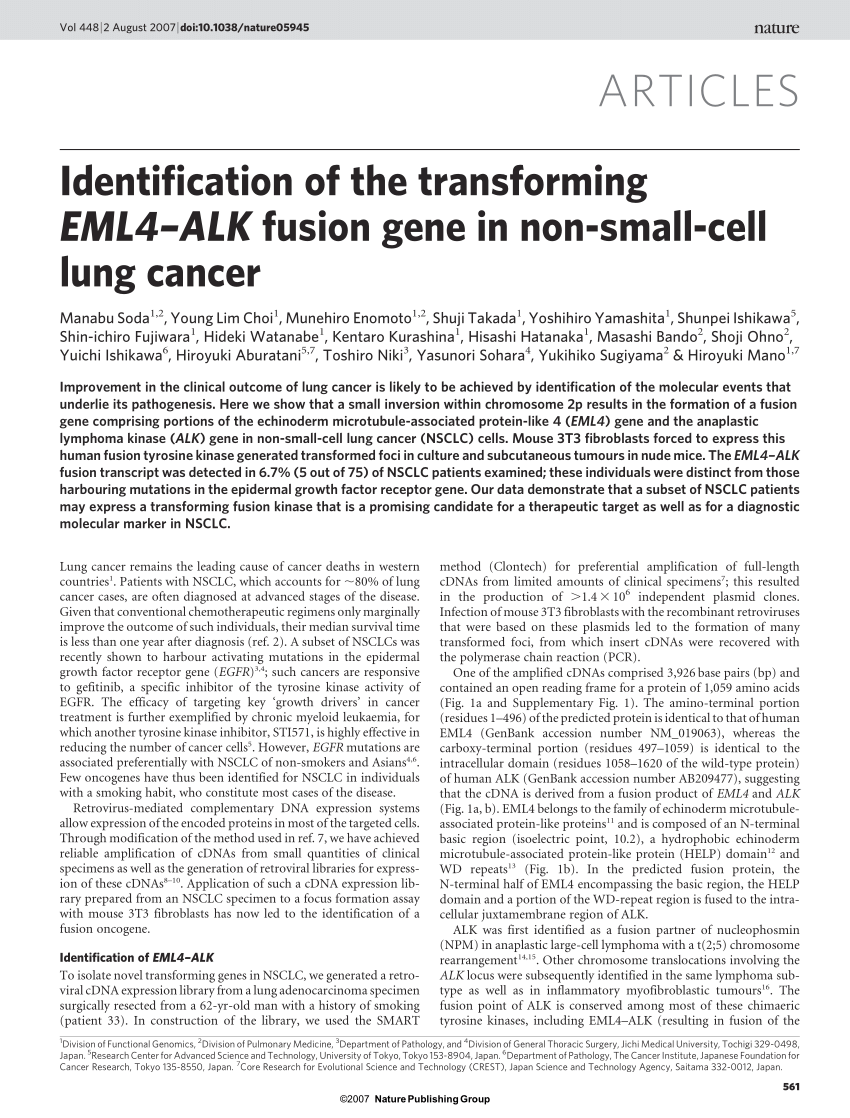 (PDF) A new target in non-small cell lung cancer: EML4-ALK 