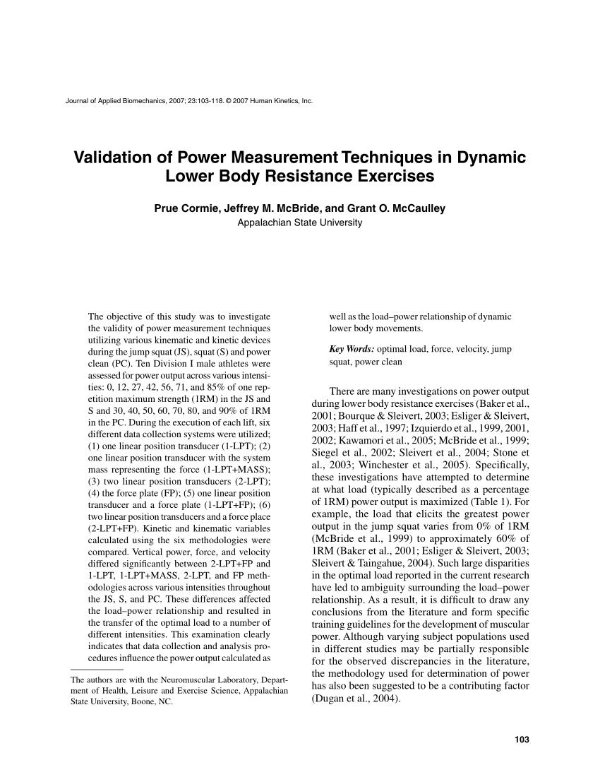Pdf Validation Of Power Measurement Techniques In Dynamic