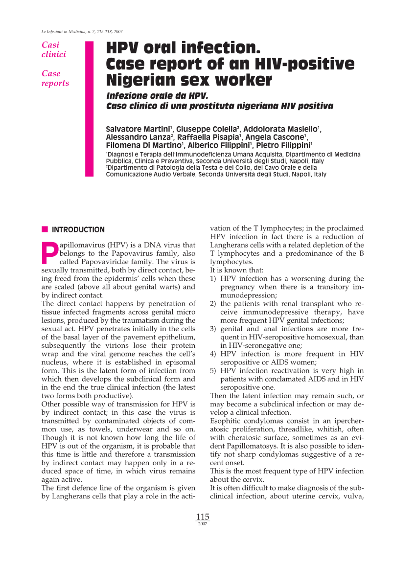 Pdf Hpv Oral Infection Case Report Of An Hiv Positive Nigerian Sex