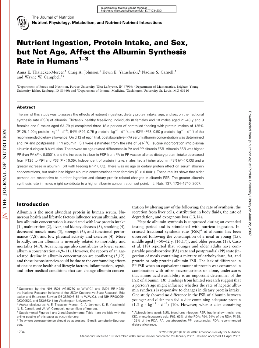 PDF) Nutrient Ingestion, Protein Intake, and Sex, but Not Age ...