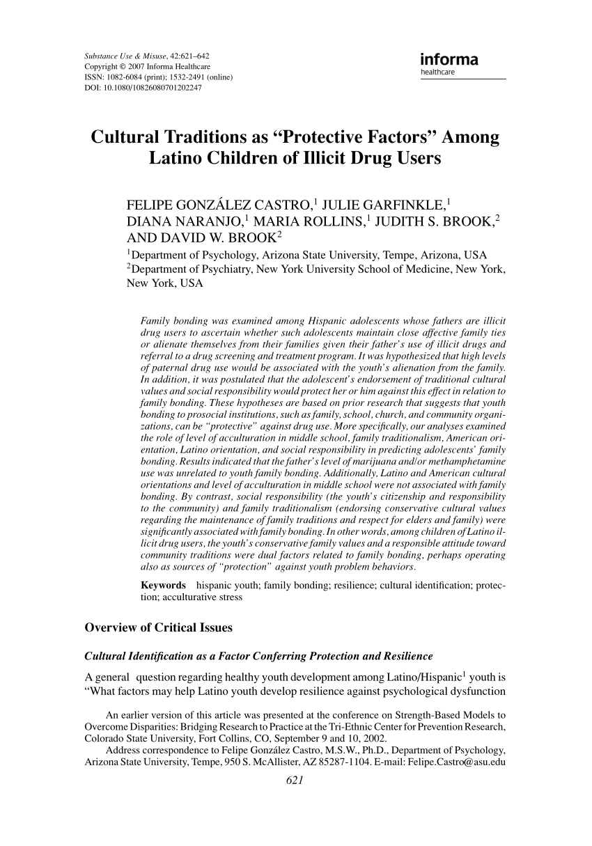 Pdf Cultural Traditions As Protective Factors Among Latino Children Of Illicit Drug Users