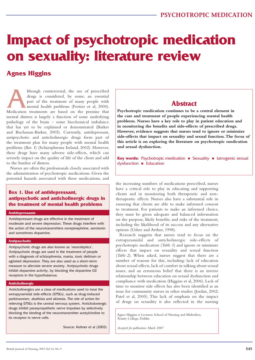 PDF Impact of psychotropic medication on sexuality Literature review