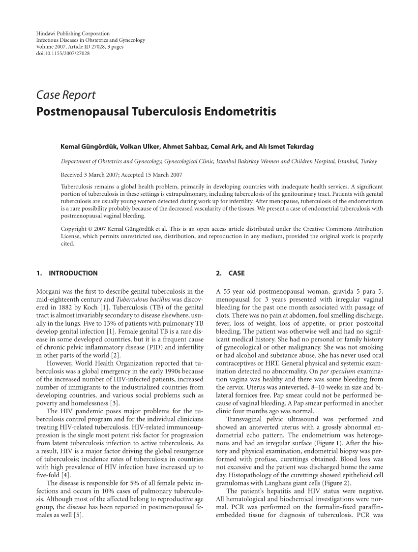 PDF) Postmenopausal Tuberculosis Endometritis