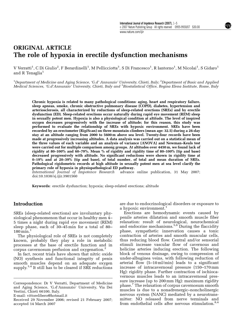 PDF The role of hypoxia in erectile dysfunction mechanisms