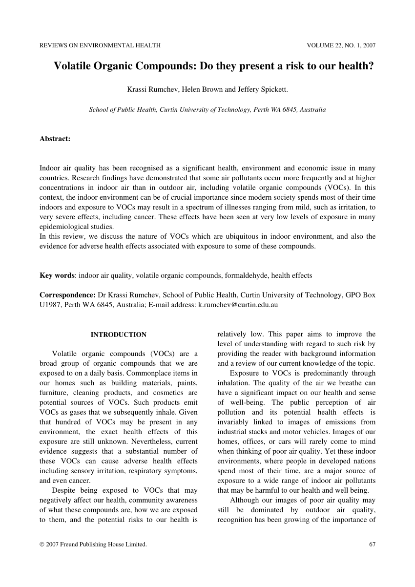 Environmental and Health Implications of VOCs in Cleaning Products