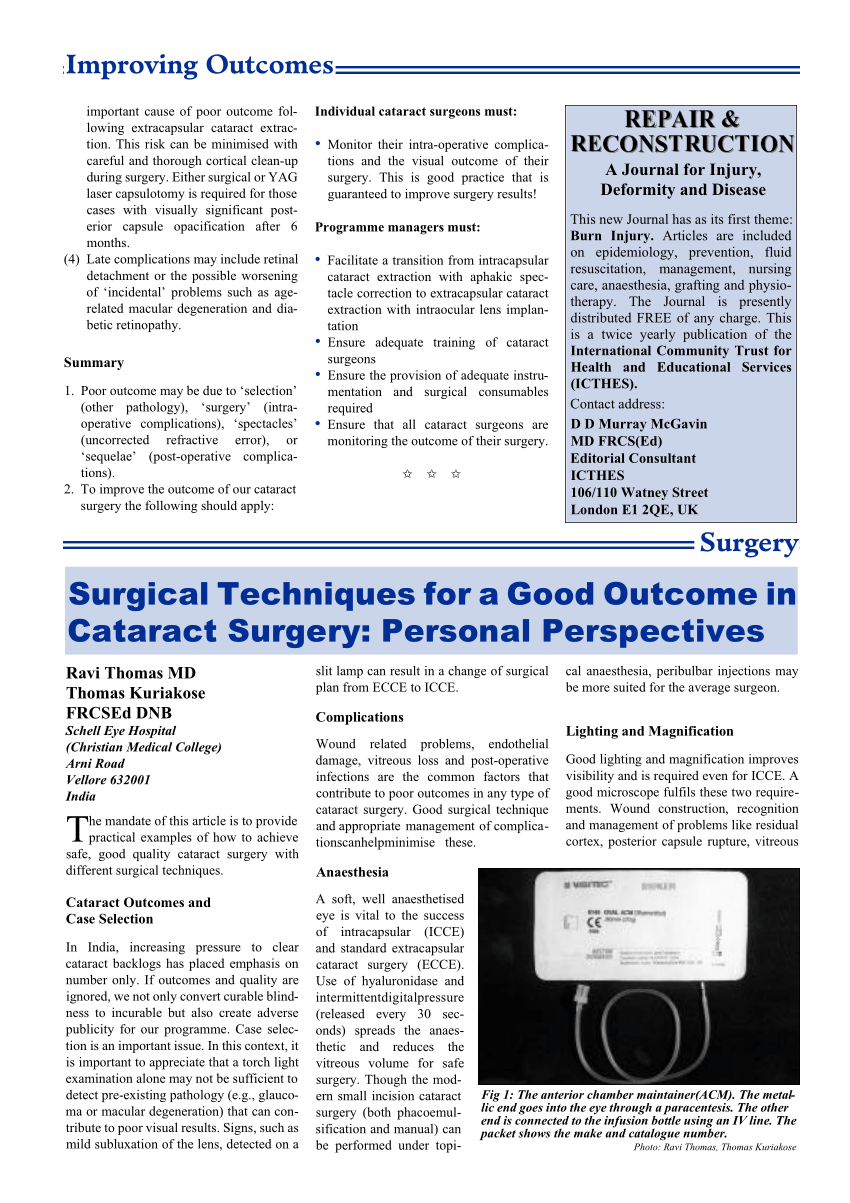 PDF) Surgical Techniques for a Good Outcome in Cataract Surgery ...