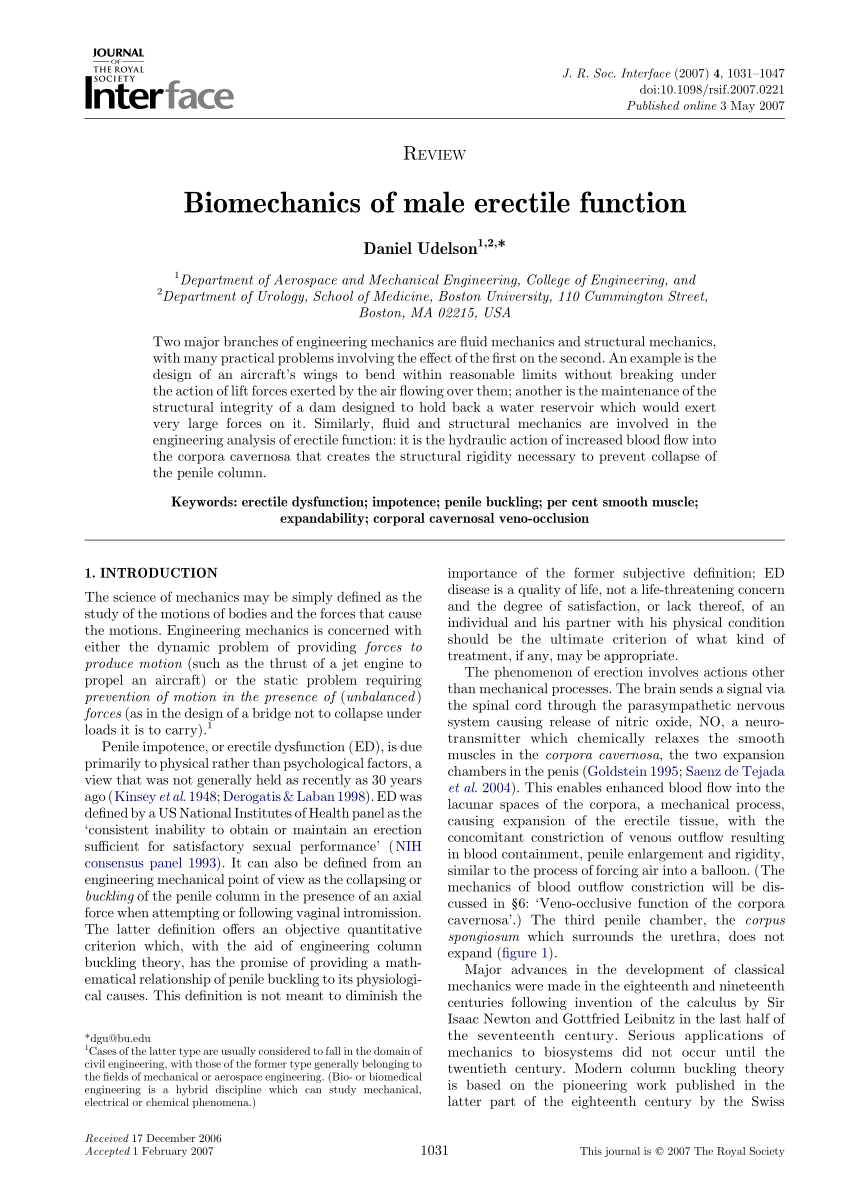 Biomechanics of male erectile function