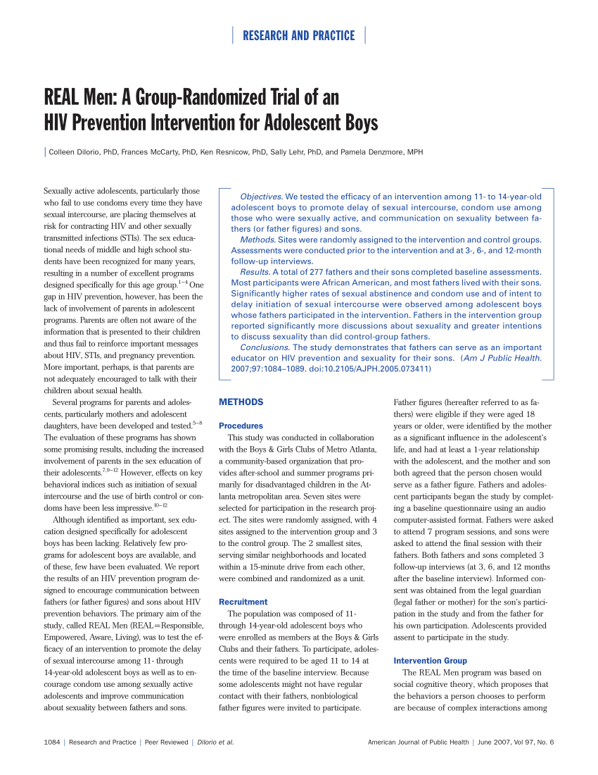 PDF) REAL Men A Group-Randomized Trial of an HIV Prevention Intervention for Adolescent Boys image