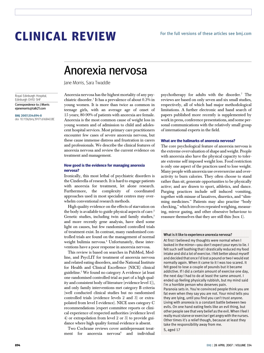anorexia nervosa research study