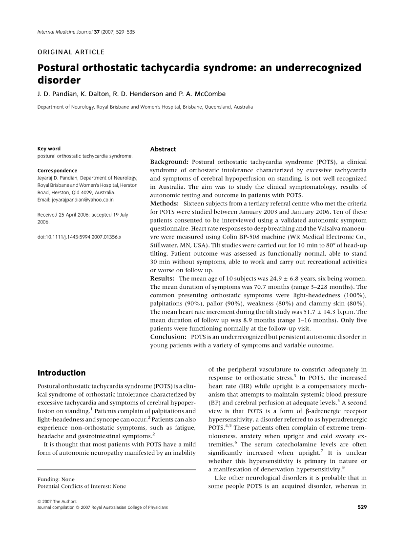 PDF] Acrocyanosis Presentation in Postural Orthostatic Tachycardia Syndrome