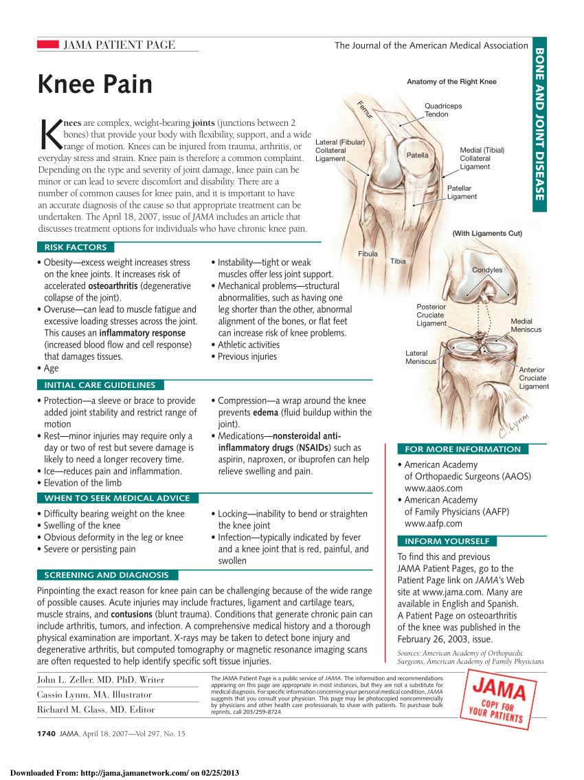 (PDF) JAMA patient page. Knee pain.