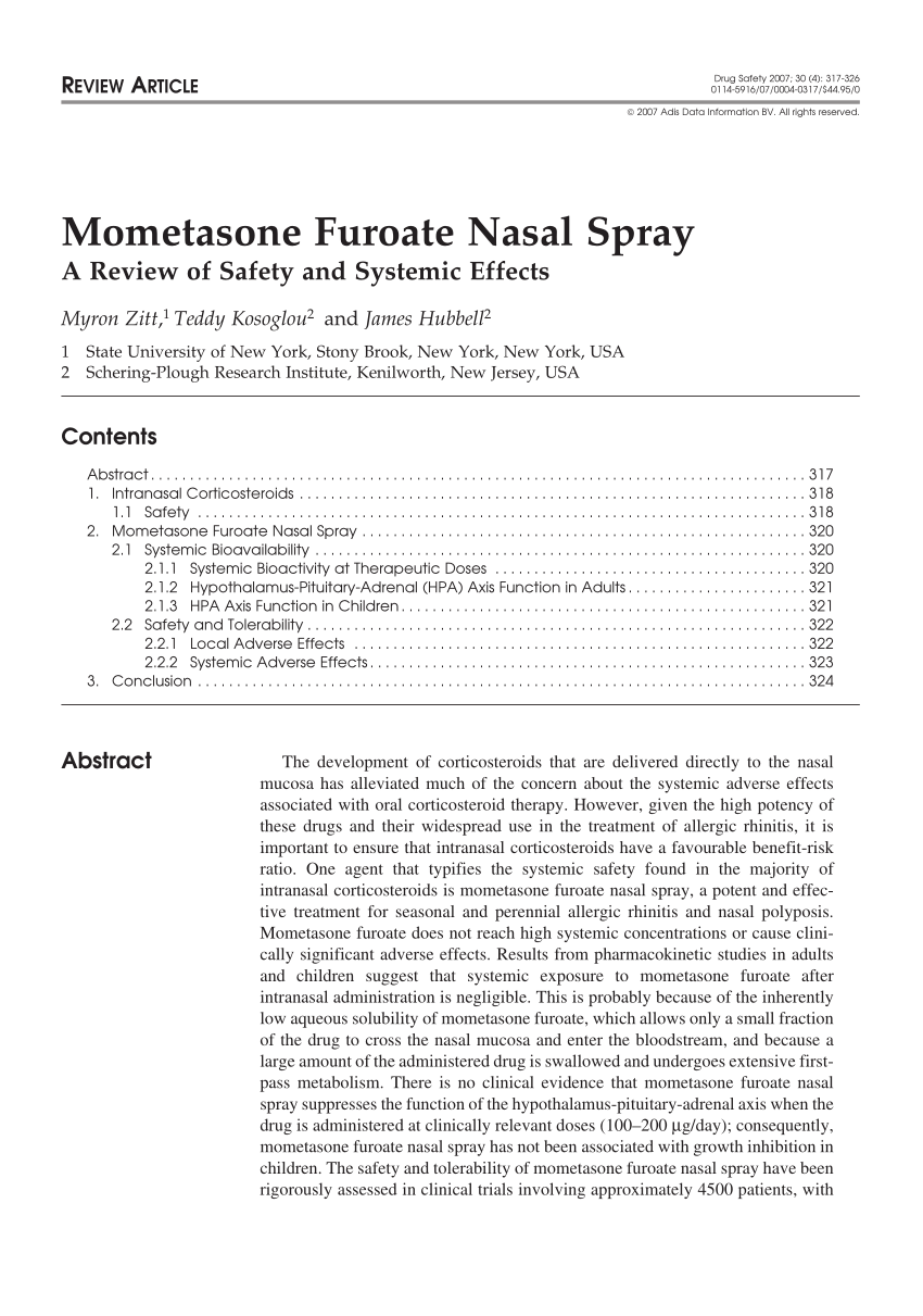 Brand Nasonex Nasal Spray (Mometasone) from Your Canada Drug Store