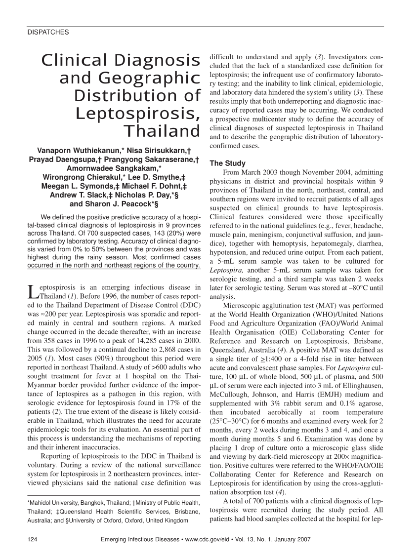 Pdf Clinical Diagnosis And Geographic Distribution Of