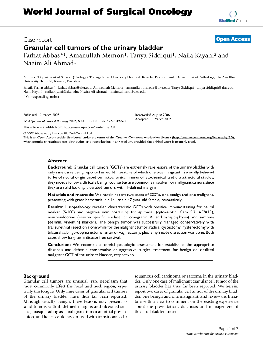 pdf) granular cell tumors of the urinary bladder