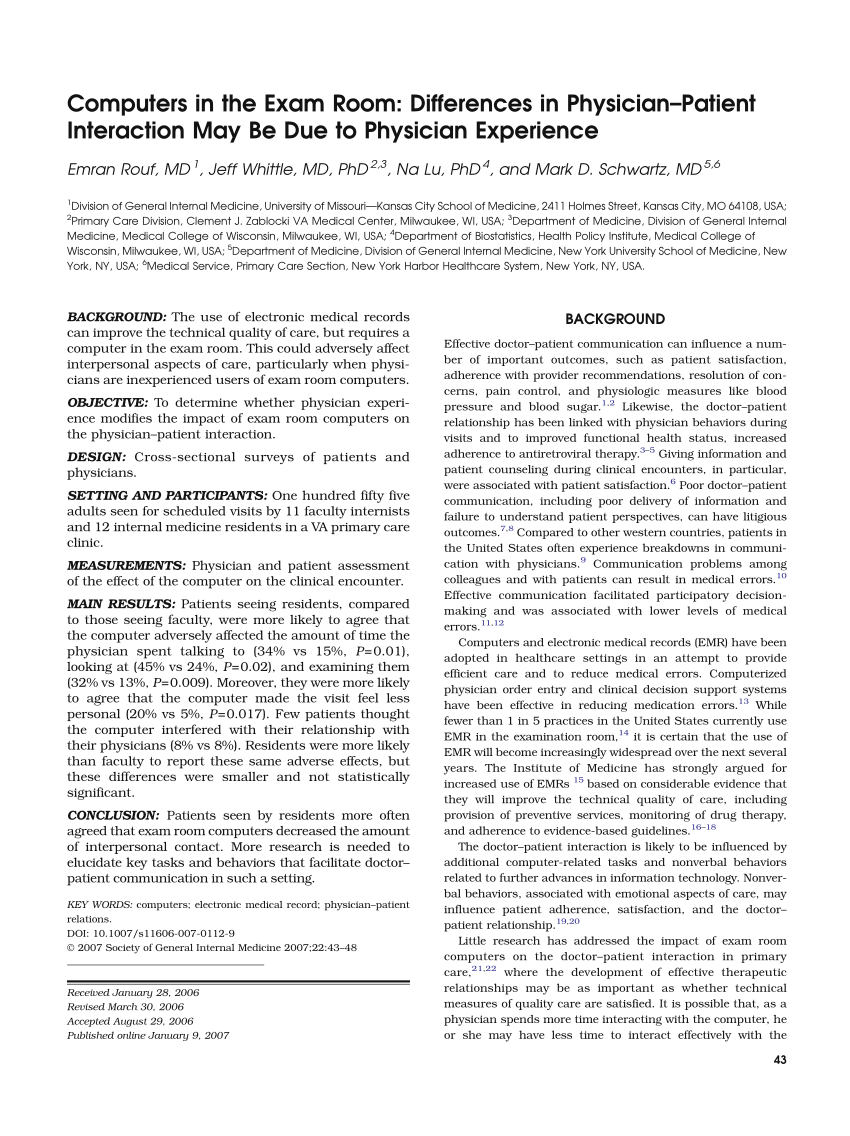 (PDF) Computers in the Exam Room: Differences in Physician–Patient Sns-Brigh10