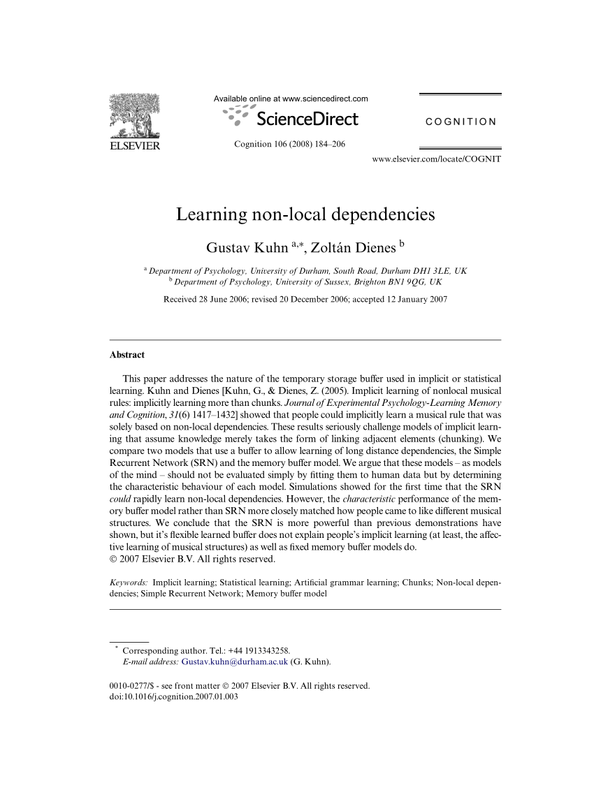 Pdf Learning Non Local Dependencies