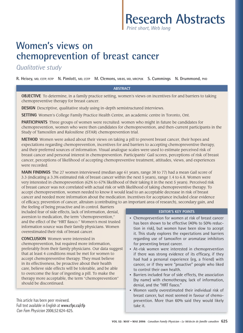 (PDF) Women's views on chemoprevention of breast cancer: qualitative study