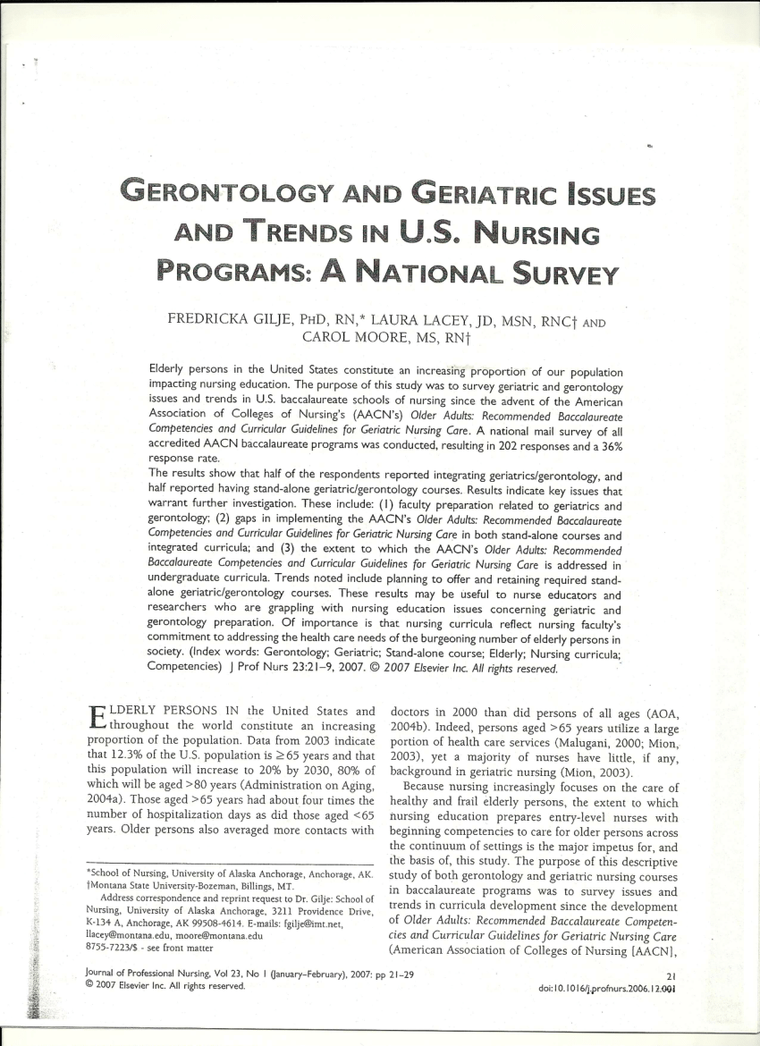 current gerontology and geriatrics research