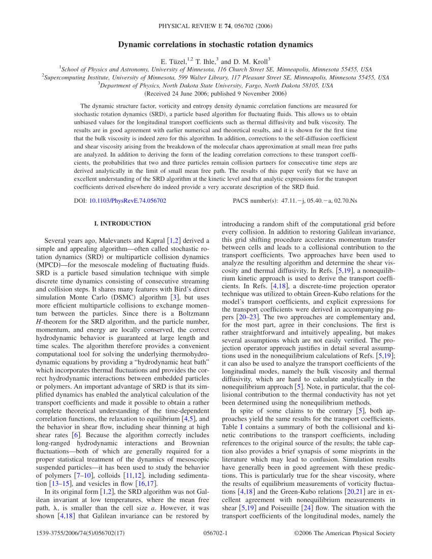 PDF) Dynamic correlations in stochastic rotation dynamics