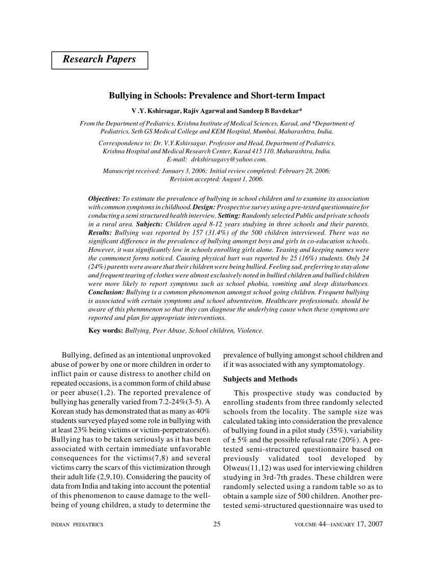 research paper on bullying pdf