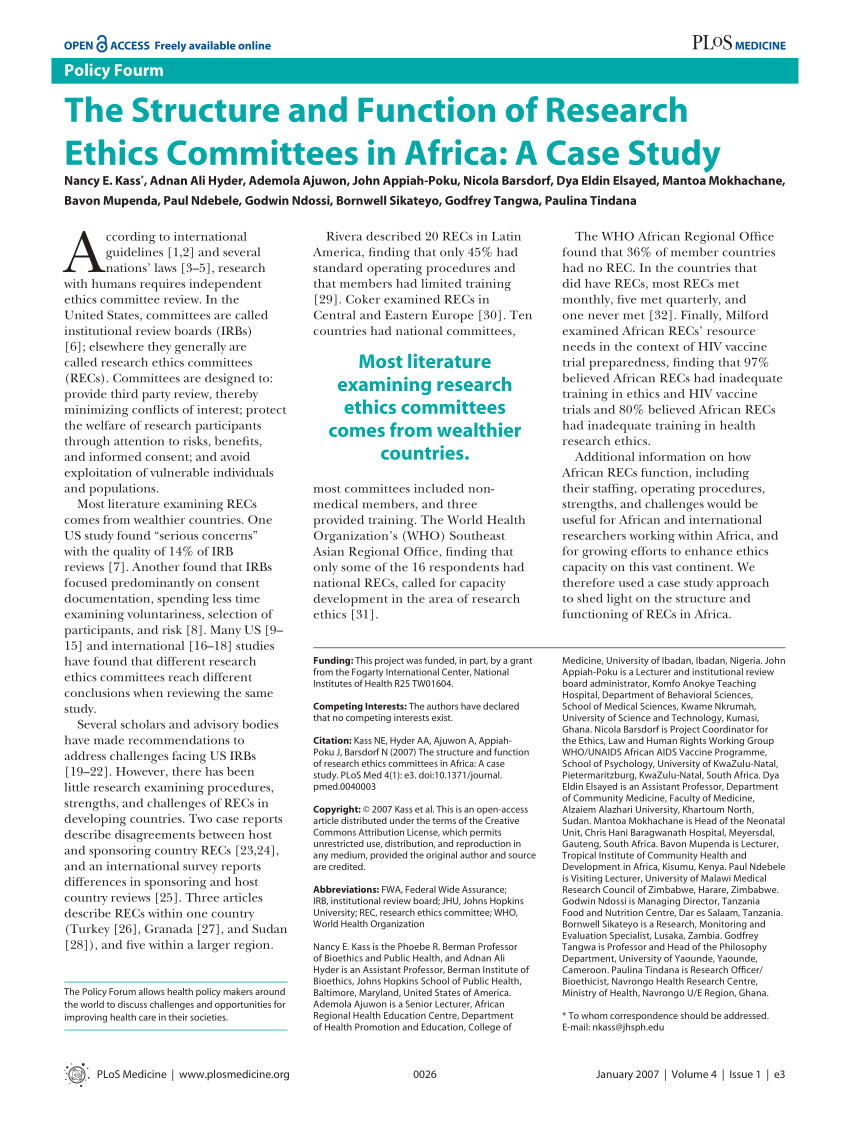 articles on research ethics committees