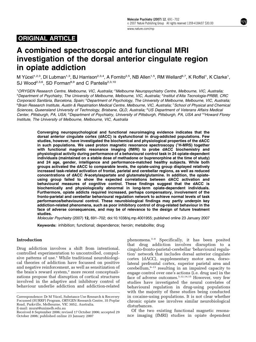 PDF) A combined spectroscopic and functional MRI investigation of 