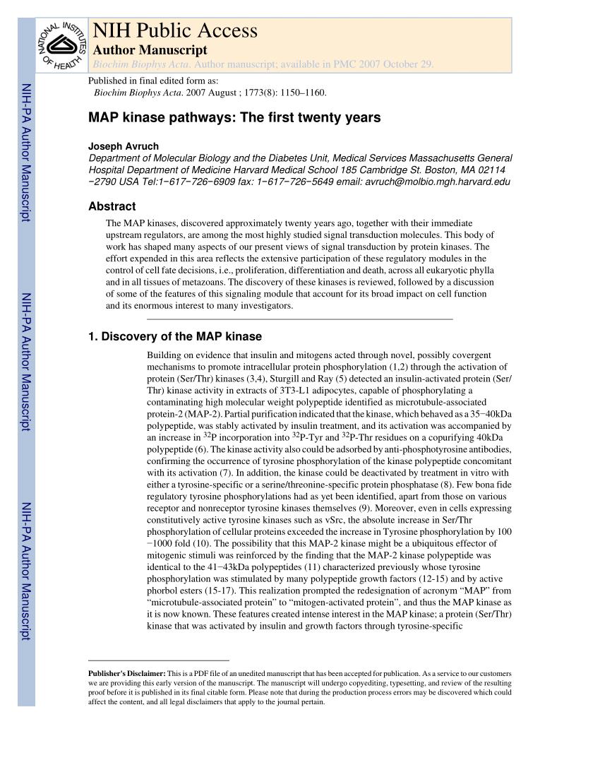 PDF MAP Kinase Pathway The First Twenty Years   Largepreview 