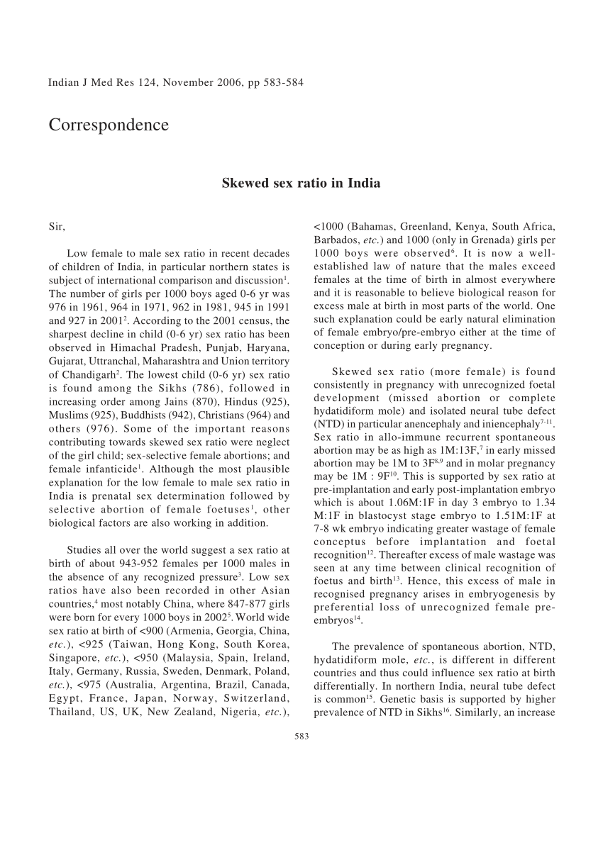 PDF) A Skewed sex ratio in India