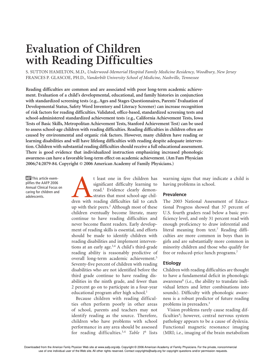 literature review on causes of reading difficulties