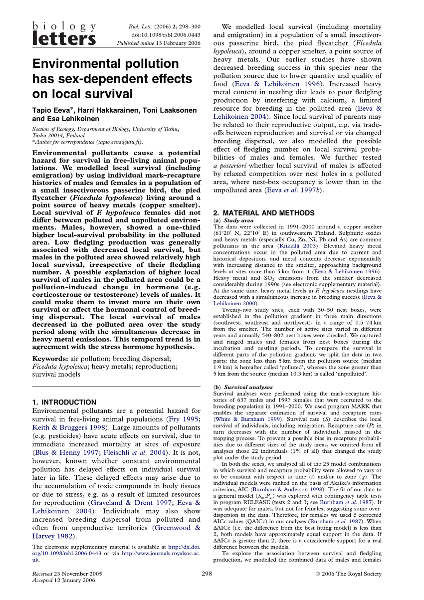 PDF) Environmental pollution has sex-dependent effects on local survival