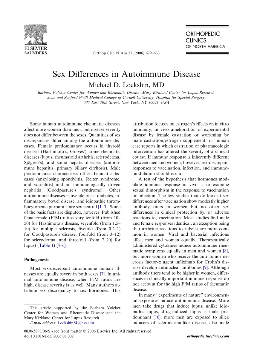Pdf Sex Differences In Autoimmune Disease 5393