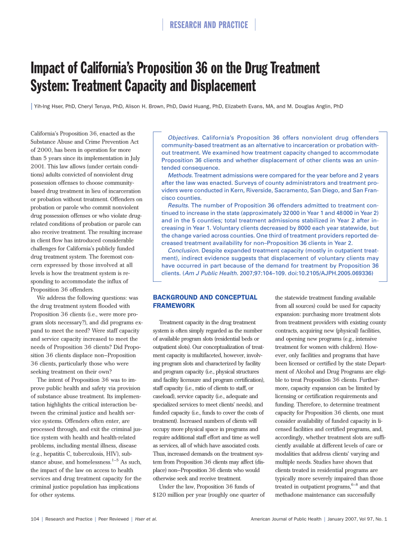 (PDF) Impact of California’s Proposition 36 on the Drug Treatment