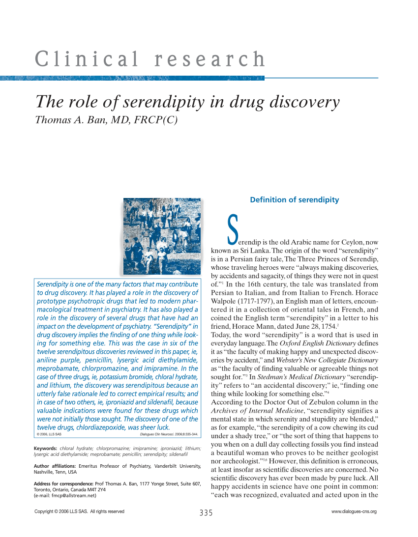 PDF) The Role of Serendipity in Drug Discovery