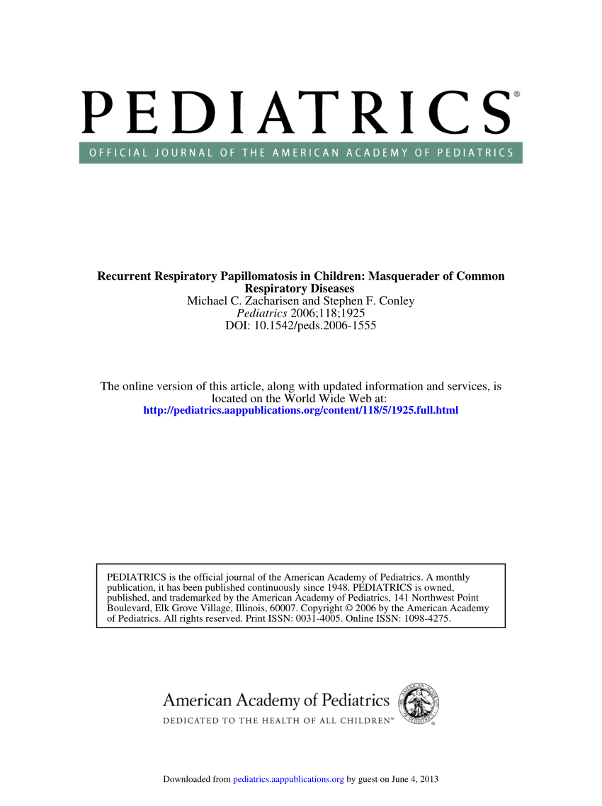 laryngeal papillomatosis in pediatrics