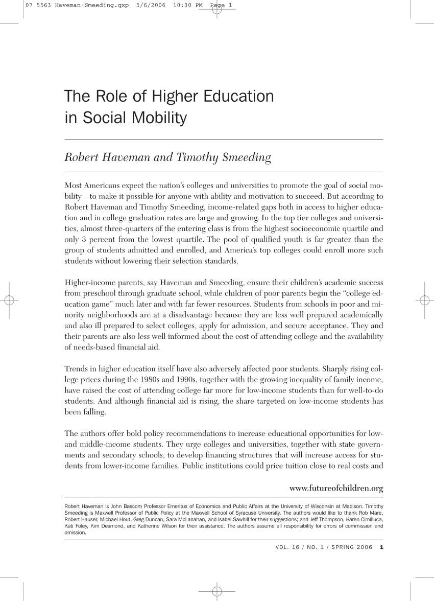 research report on education and social mobility in india