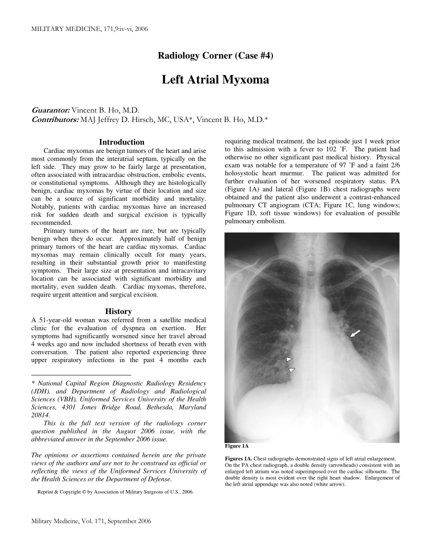 Pdf Left Atrial Myxoma